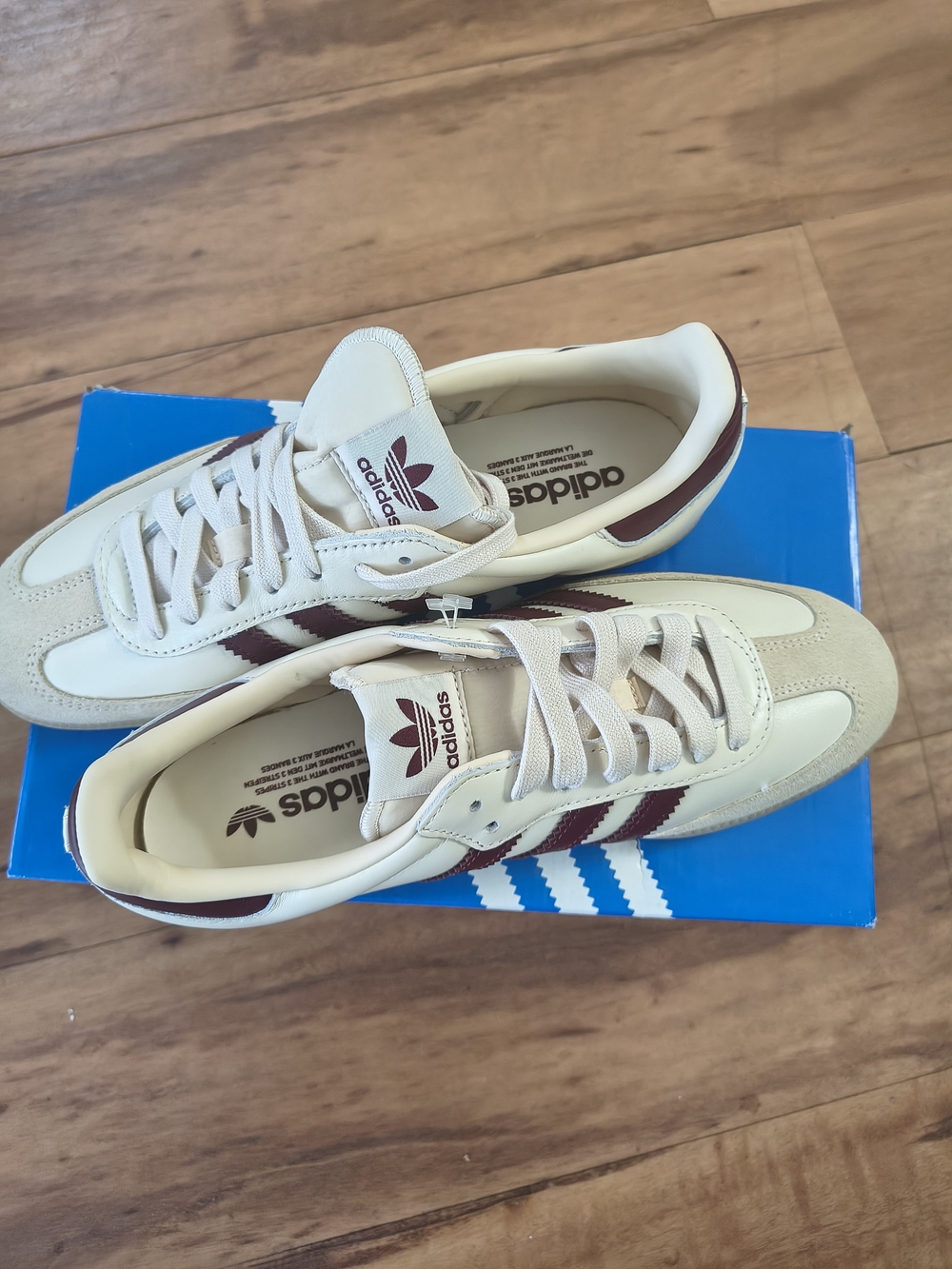Women's Adidas Samba OG Retro Sneakers in Off-White and Burgundy